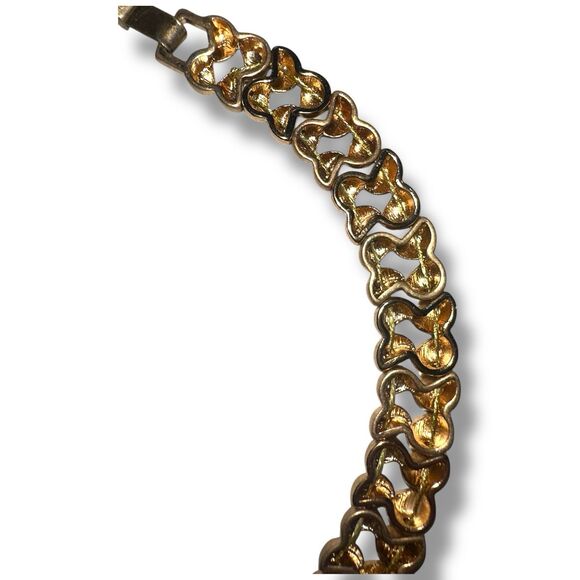 Vintage Gold Tone Woven Link Collar Necklace 19” Choker Statement Retro Glam - Picture 4 of 12